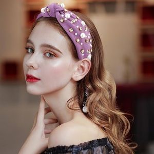 ✨ New! Purple Knotted Headbands with Pearl & Rhinestones ✨